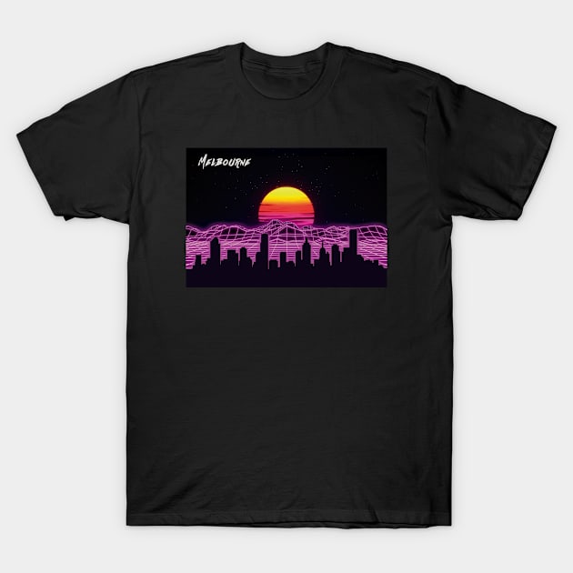 Melbourne Outrun Neon Nights T-Shirt by Ferrazi